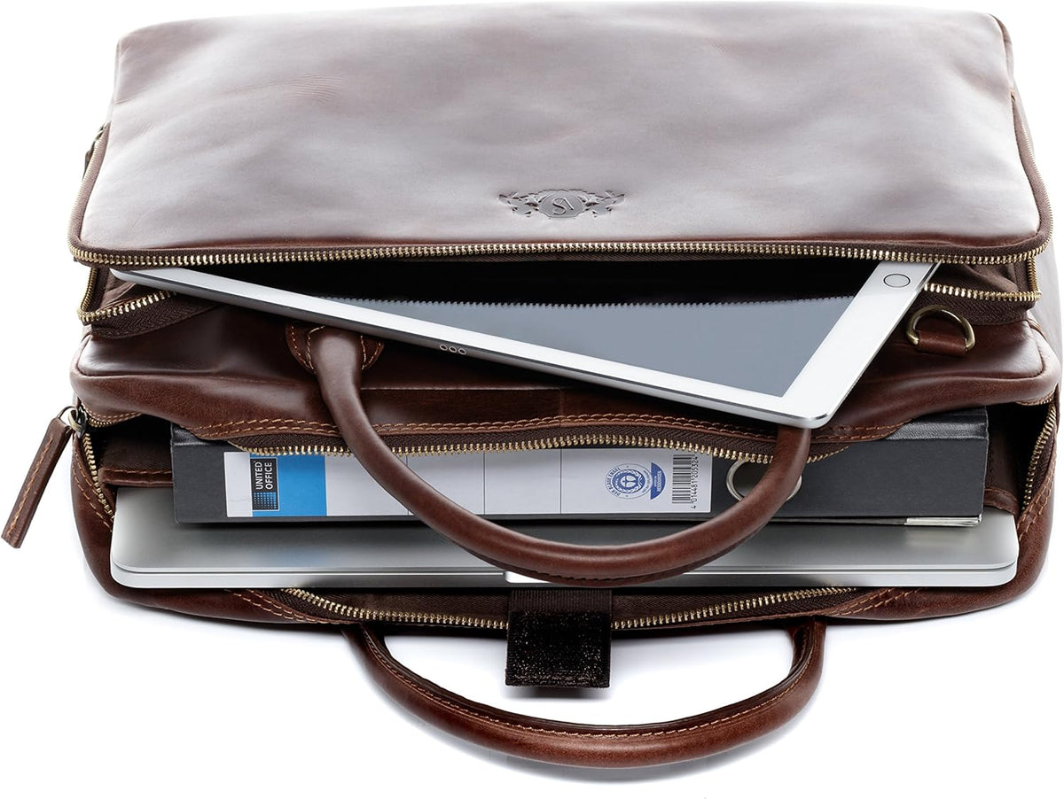 Leather Laptop Bag 15 Brown-Cognac U716