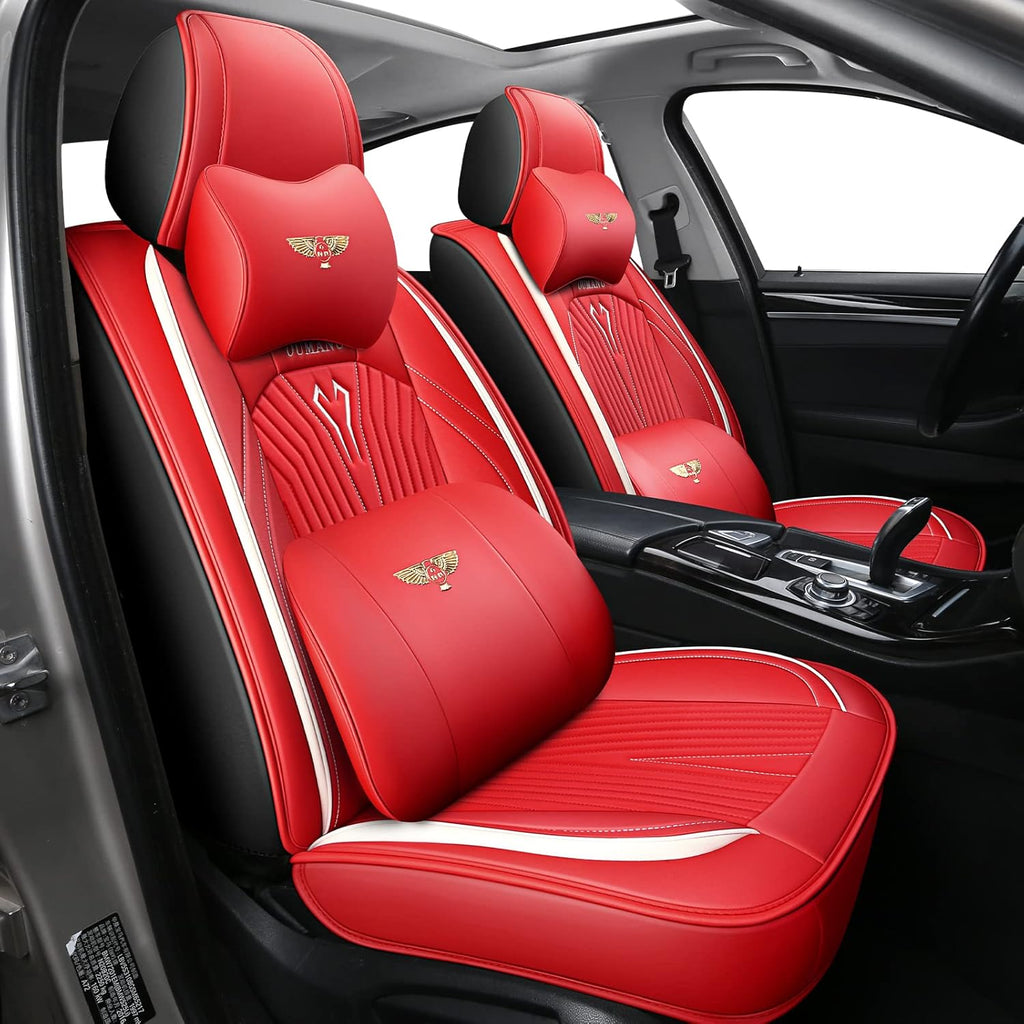 Pink PU Leather Car Seat Covers Full Set G840930