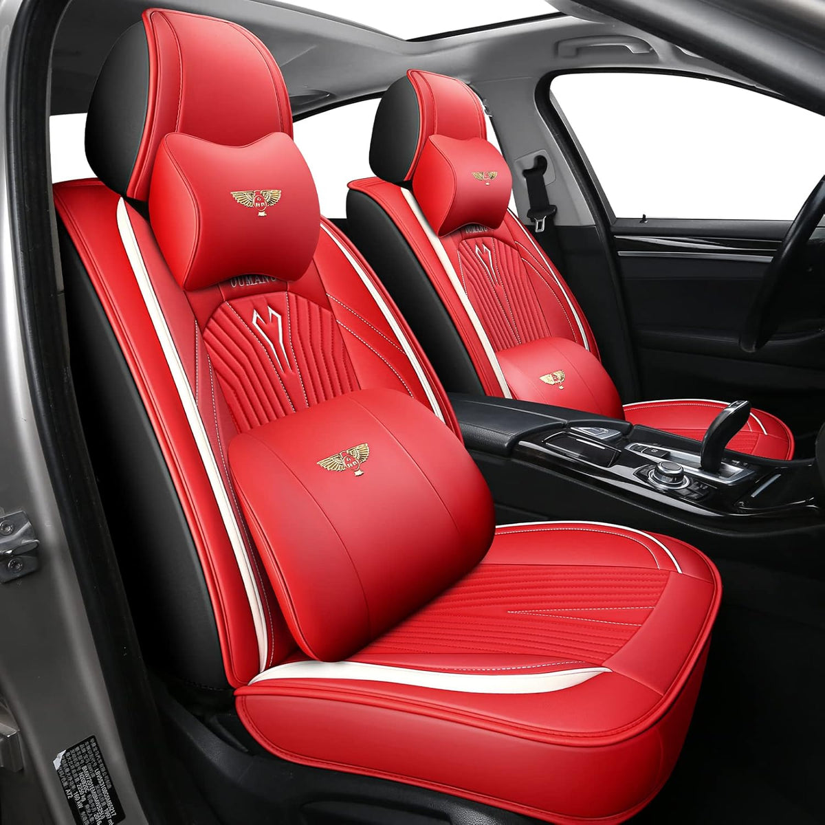Pink PU Leather Car Seat Covers Full Set G840930