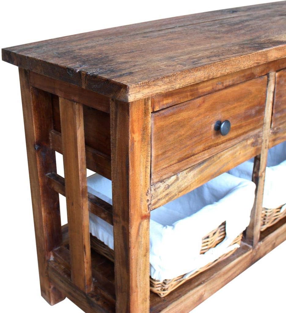 Handmade Solid Wood Sideboard with 3 Drawers & 3 Removable Baskets Z4642
