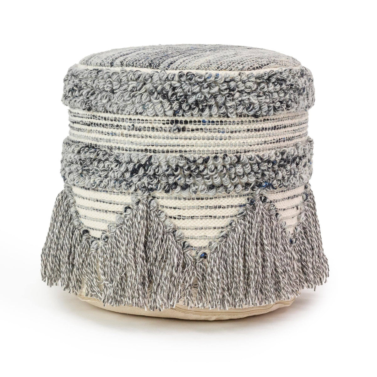Hand-Woven Boho Floor Pouf Ottoman S84202