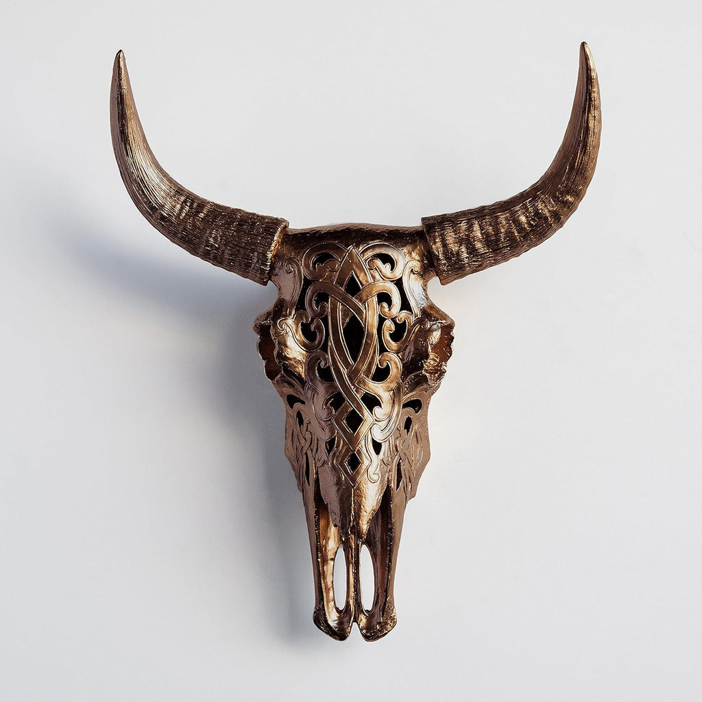 Faux Decorative Carved Cow Skull Wall Mount Q8453