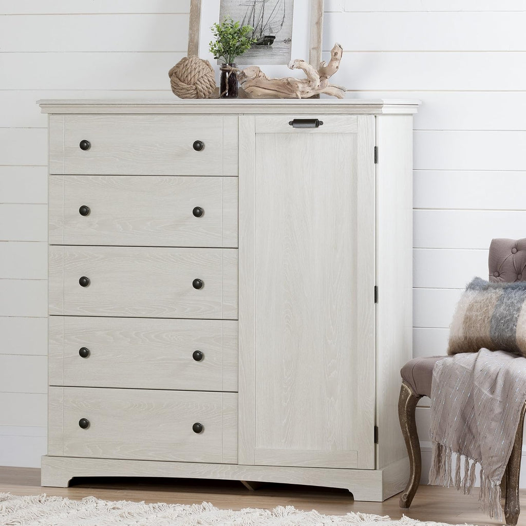 Winter Oak 5-Drawer Dresser with Cabinet Door N5196