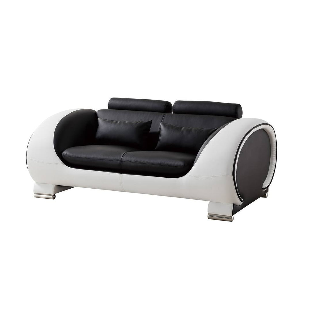 Black and White Bonded Leather Loveseat I149176