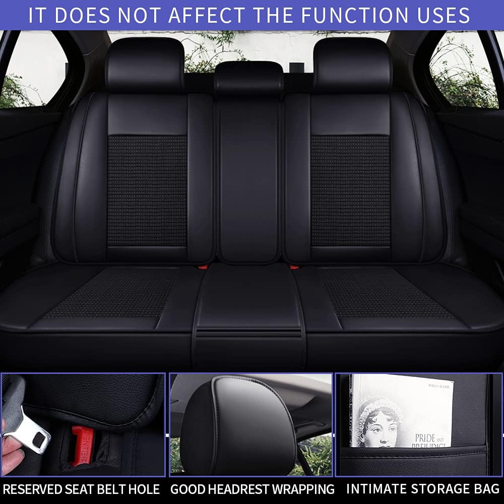 Custom Car Seat Covers Full Set 5 Seats Faux Leather Waterproof Black P263886