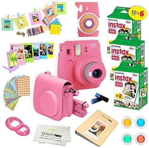 Flamingo Pink Instant Camera with 60 Pack Instant Films U857903