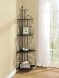 4-Shelf Corner Bookcase Cappuccino and Copper Y427