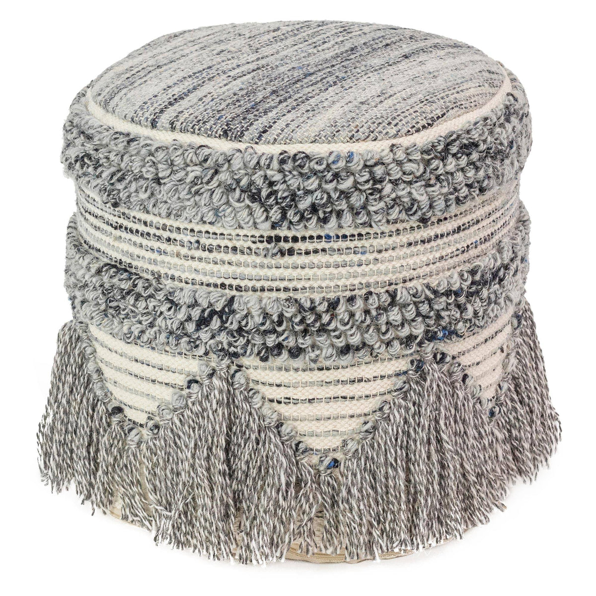 Hand-Woven Boho Floor Pouf Ottoman S84202