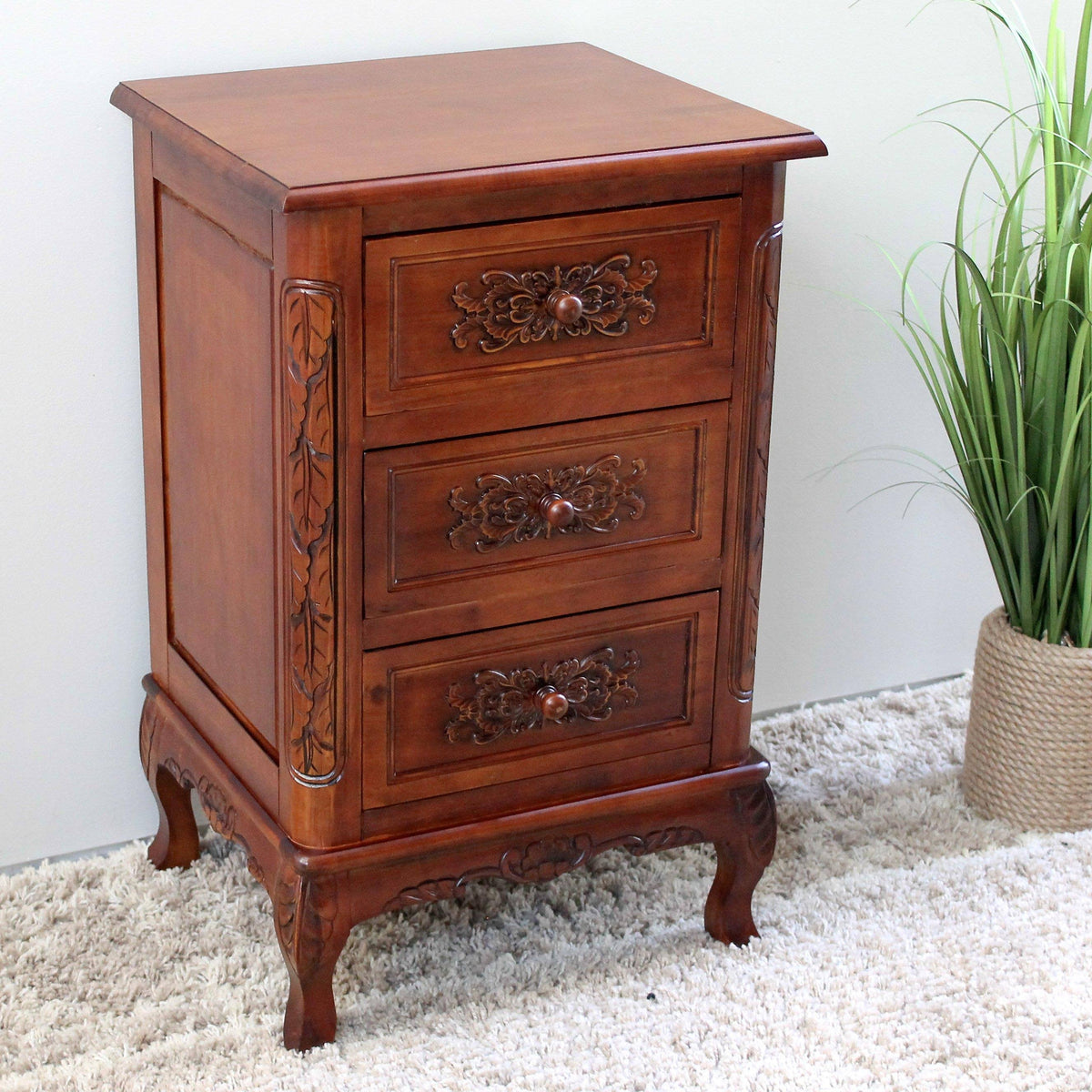 Carved Wood End Table F179