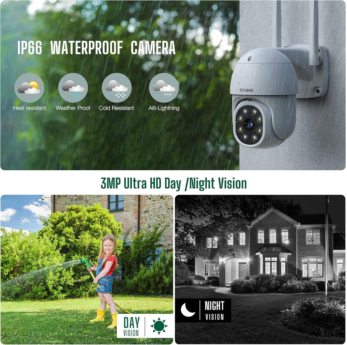 Wireless WiFi 3MP Outdoor Security Camera System with 1TB Hard Drive J5975