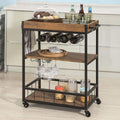 Brown Wood Metal Serving Cart S295