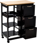 Black Kitchen Island Cart with Storage U84705