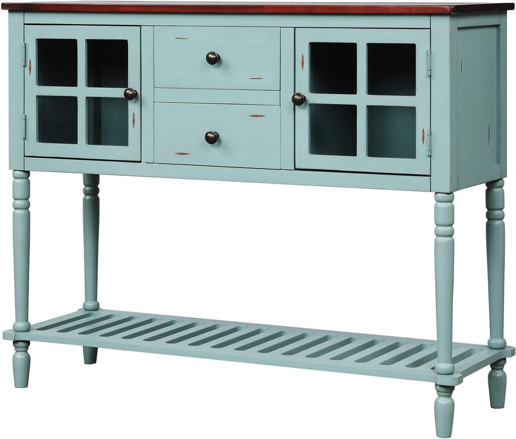 Antique Blue Sofa Table with Two Storage Drawers R7766