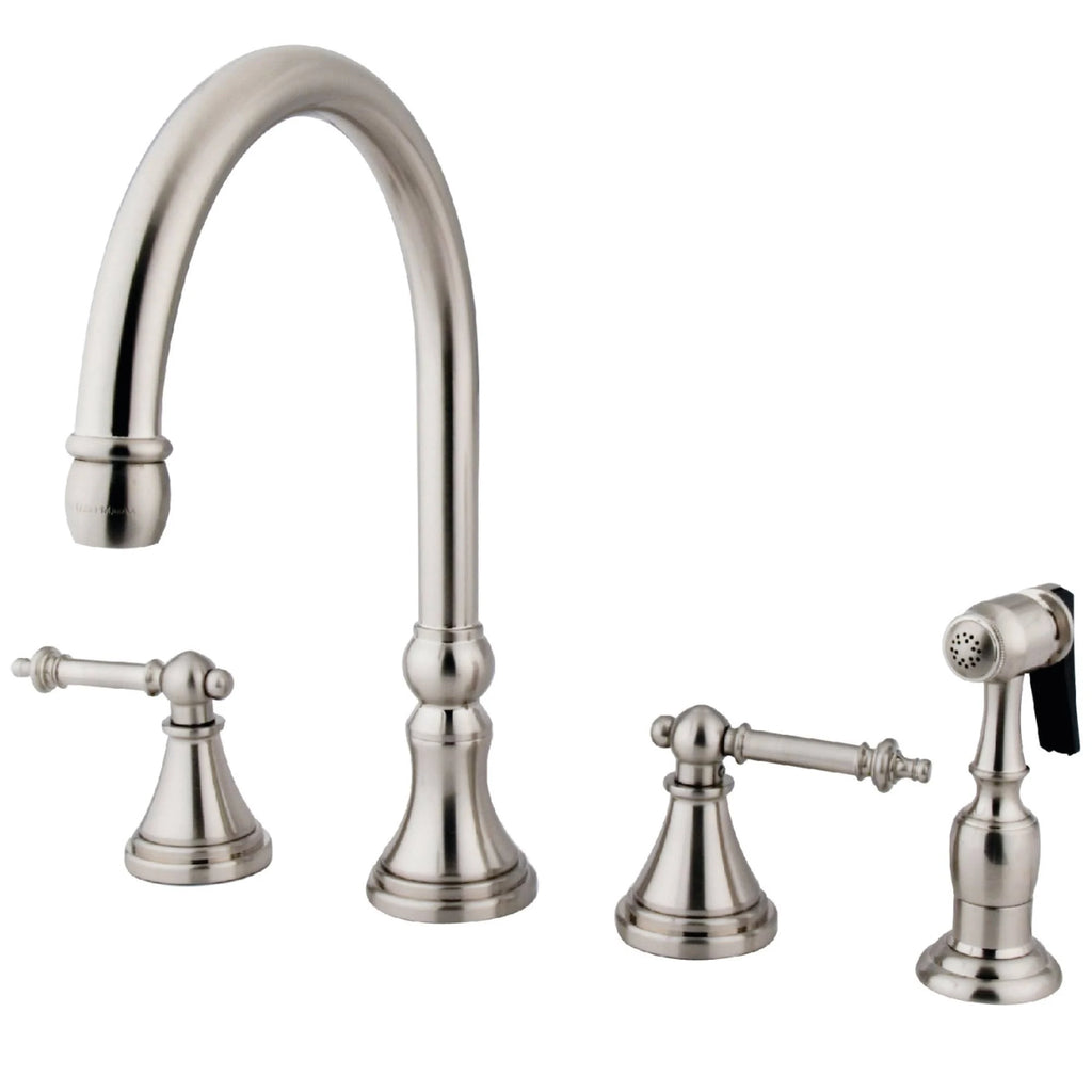 Satin Nickel Deck Mount Kitchen Faucet with Brass Sprayer G7926