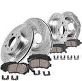 260mm Front + 258mm Rear 4 Lug Rotors + Ceramic Brake Pads + Clips N53948