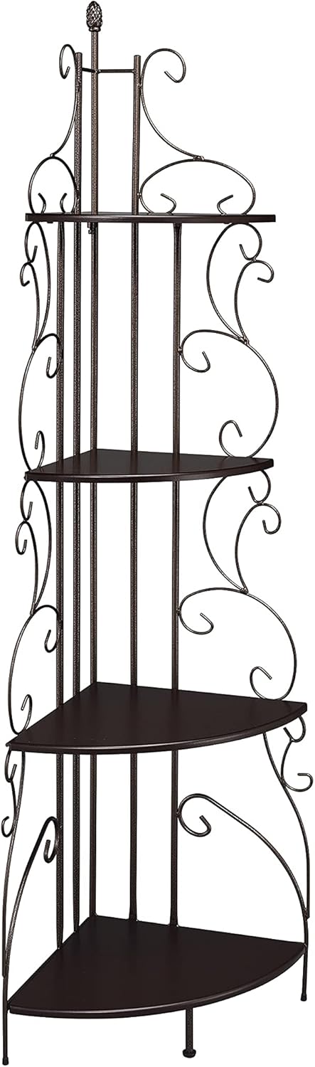 4-Shelf Corner Bookcase Cappuccino and Copper Y427