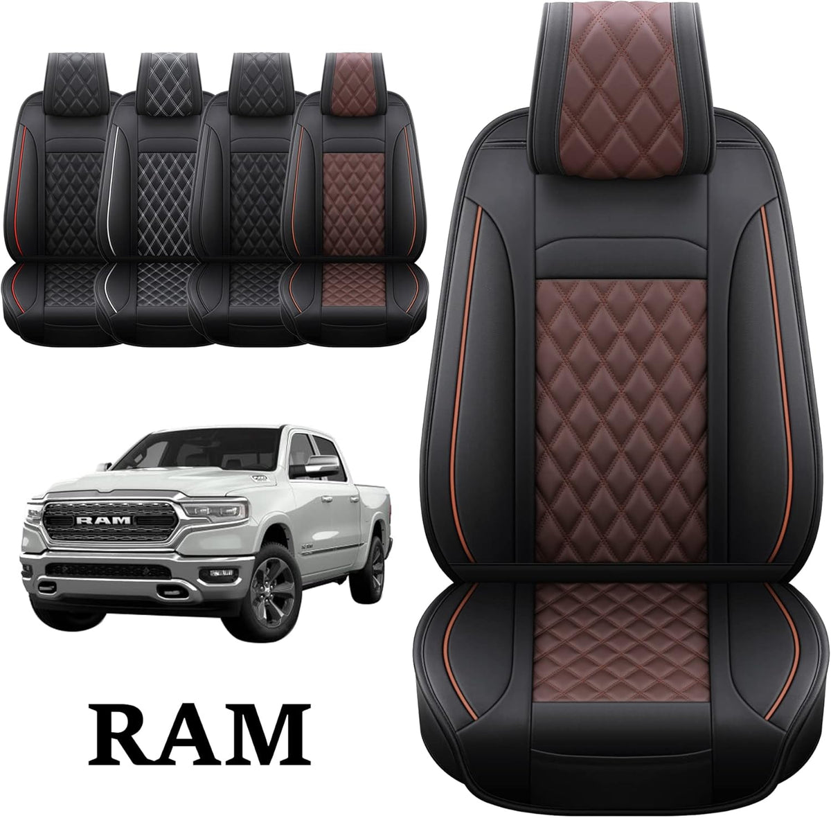 Waterproof Synthetic Leather Car Seat Covers, 2PCS Front C717120