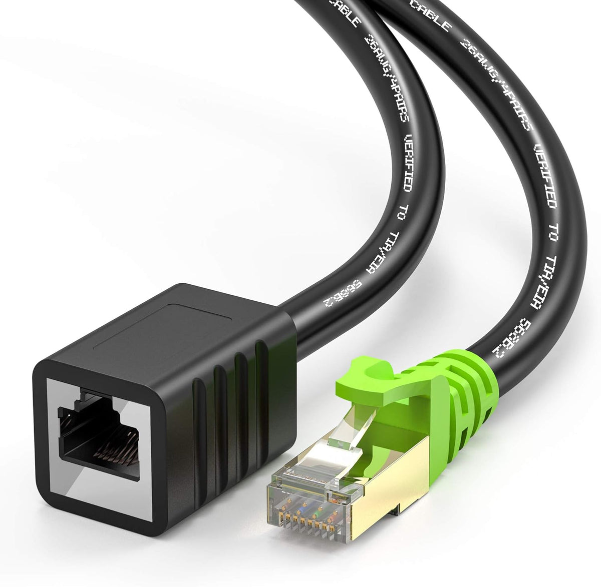 Ethernet Extension Cable 25ft Cat6a Shielded RJ45 Male to Female Y22769