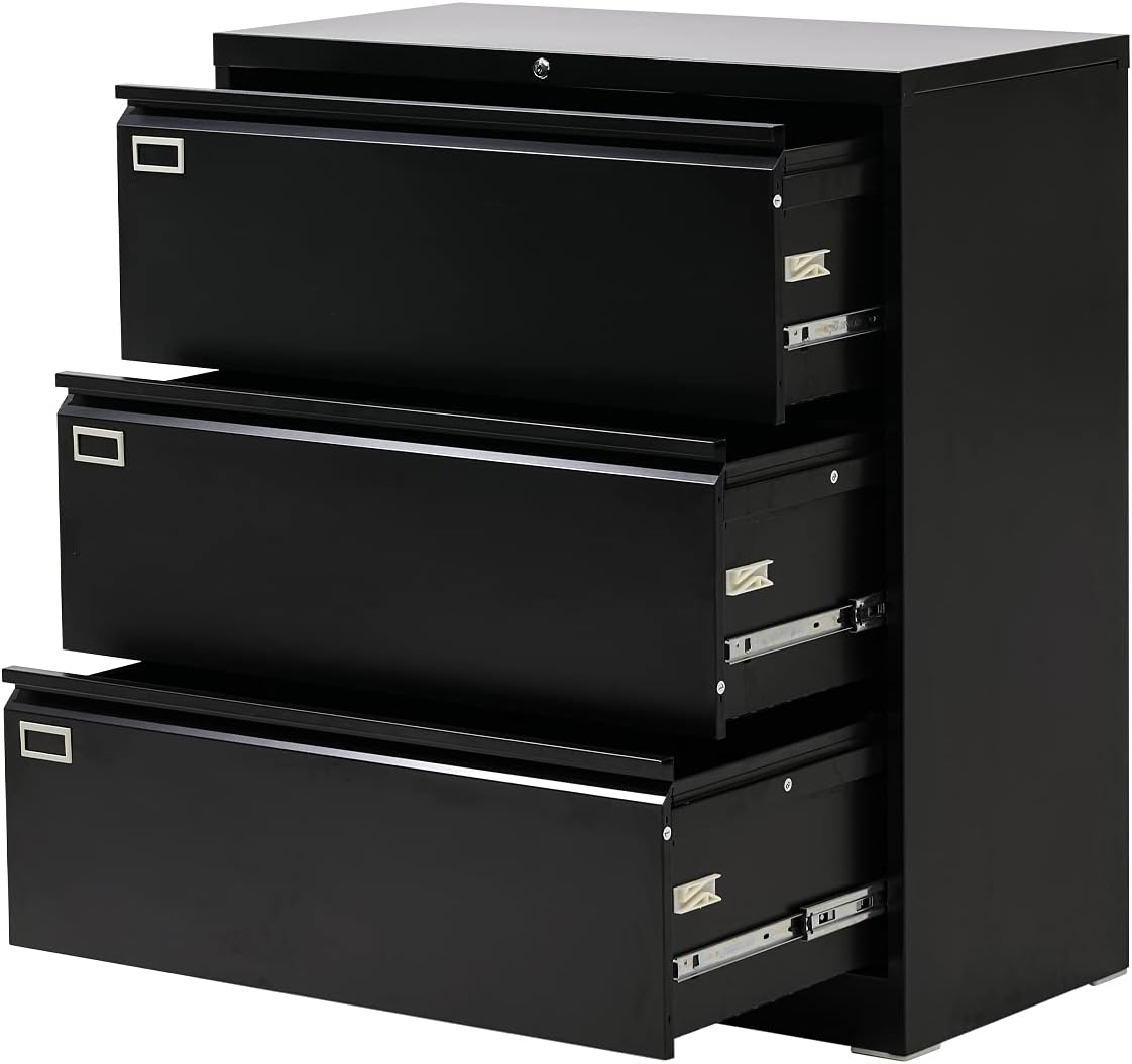 White 4 Drawer Metal Lateral File Cabinet with Lock L567604