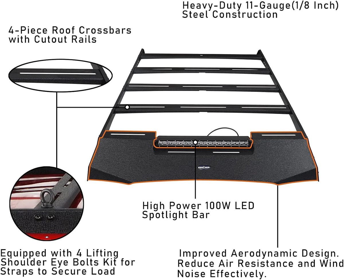 Roof Rack Basket Cargo Carrier with LED Light Bar Z1205