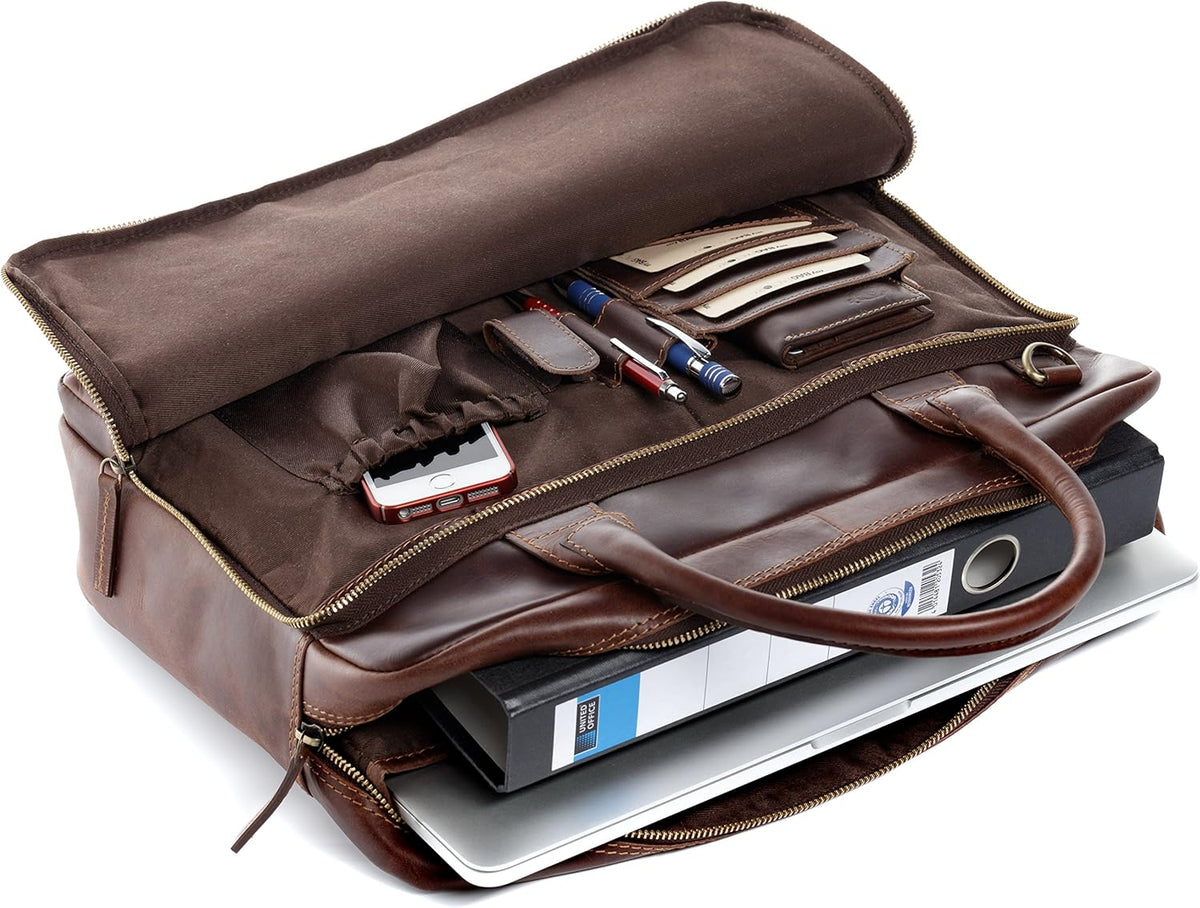 Leather Laptop Bag 15 Brown-Cognac U716