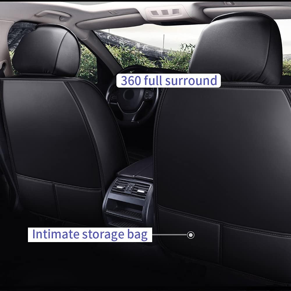 Custom Car Seat Covers Full Set 5 Seats Faux Leather Waterproof Black P263886