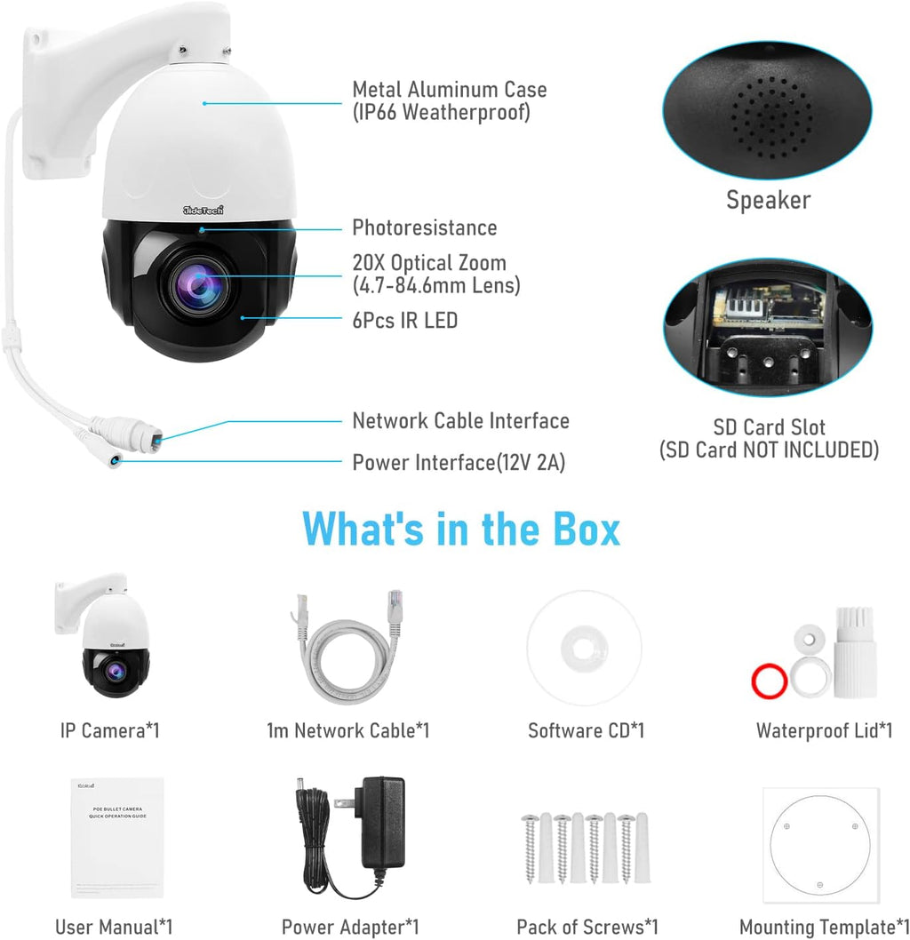 5MP PTZ POE Camera with 20X Optical Zoom O193
