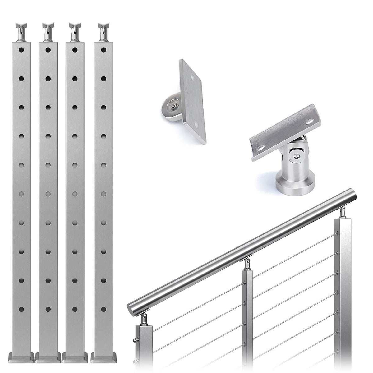 4 Pack Stainless Steel Cable Railing Post O875707