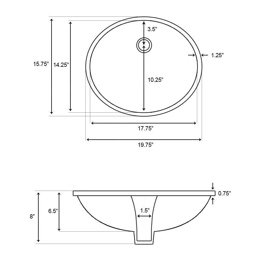 Oval Undermount Sink in Biscuit U905