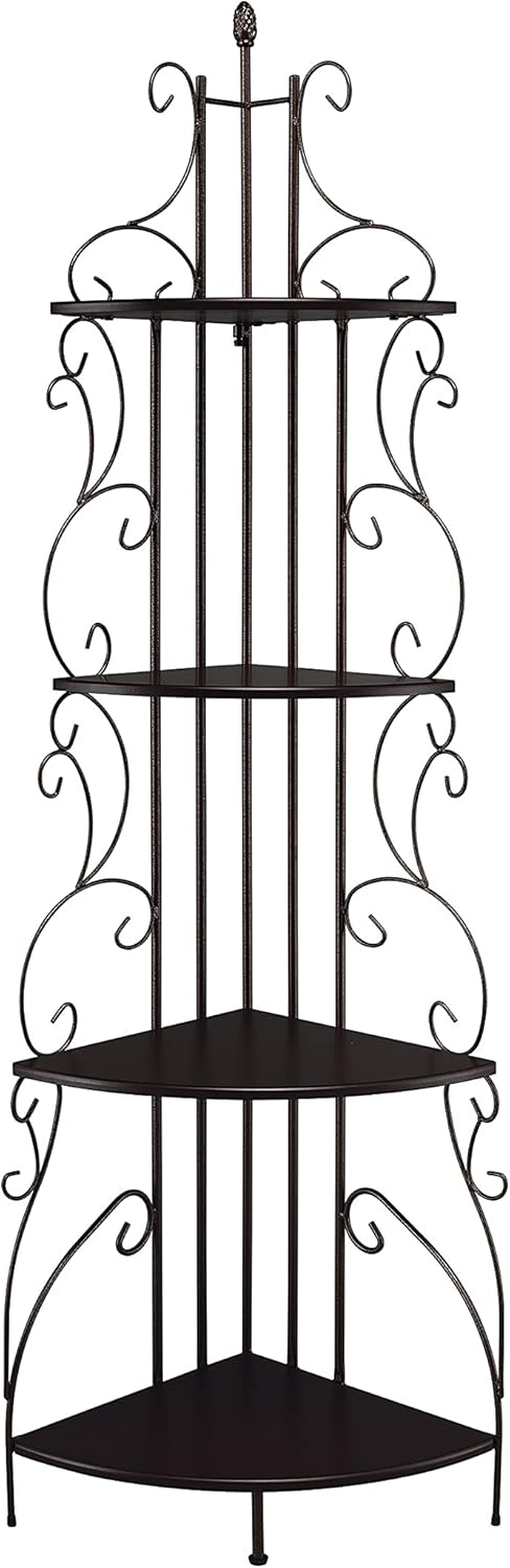 4-Shelf Corner Bookcase Cappuccino and Copper Y427