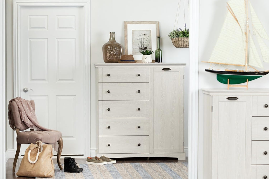 Winter Oak 5-Drawer Dresser with Cabinet Door N5196