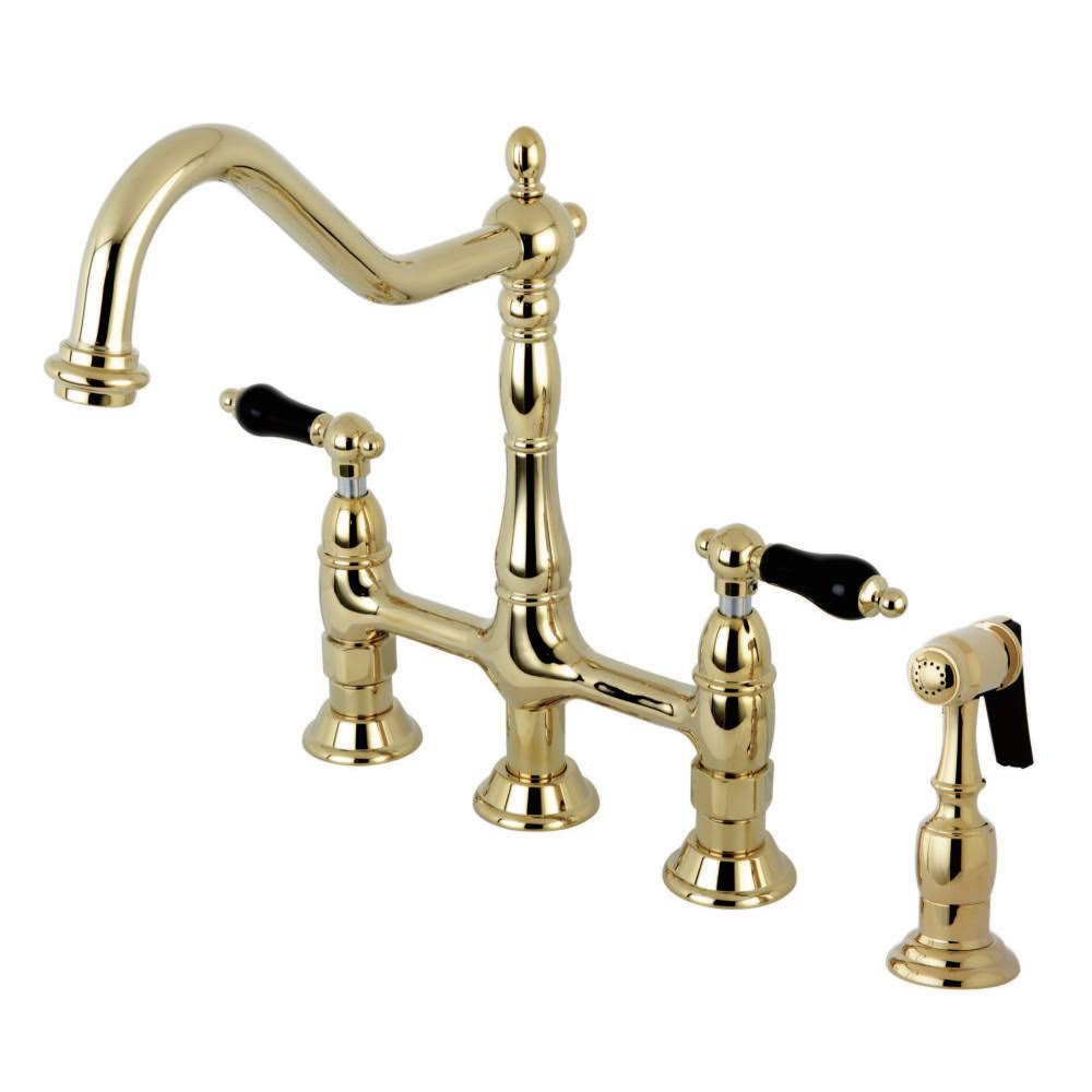 Bridge Kitchen Faucet with Brass Sprayer, Polished Brass M304562