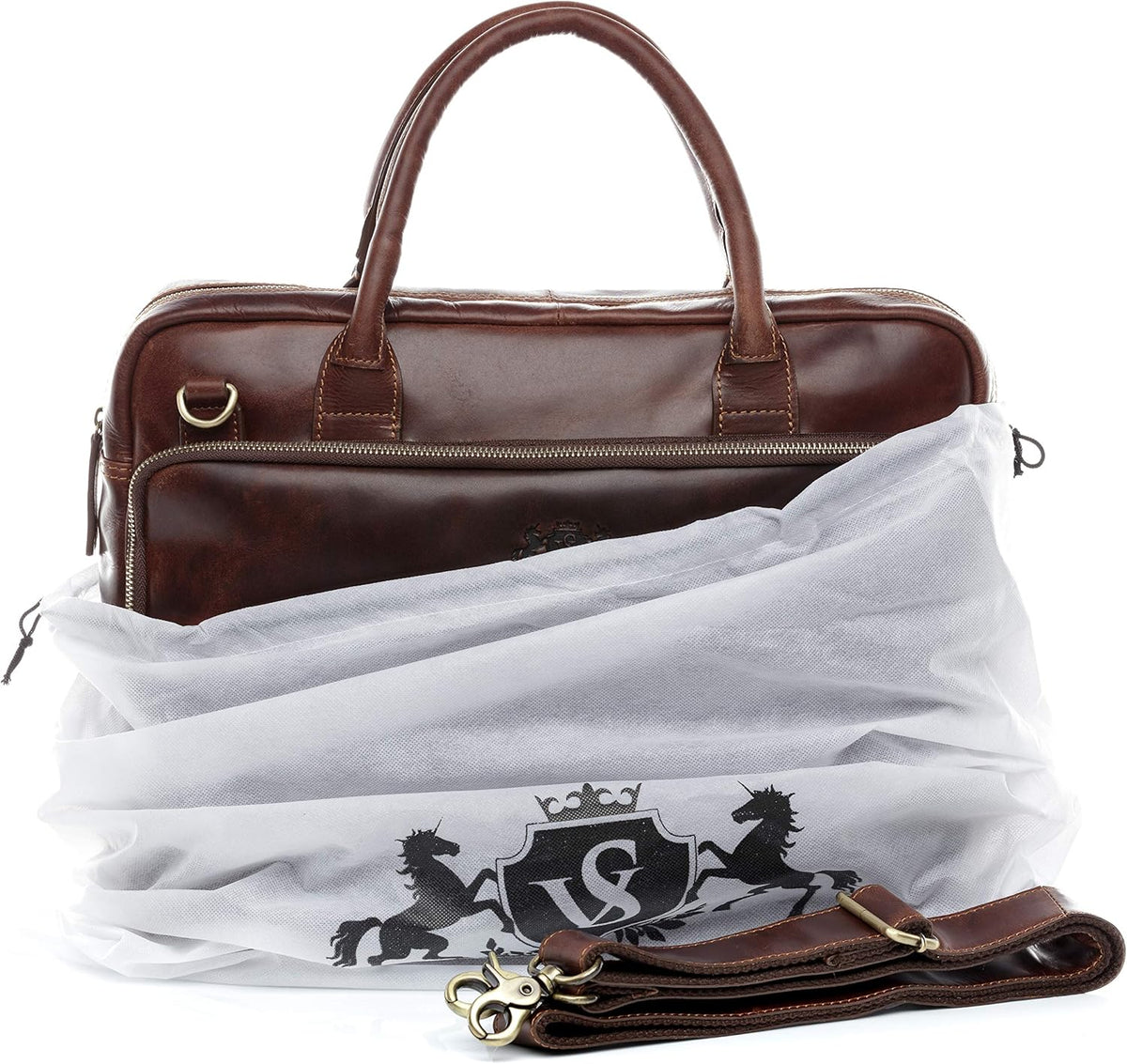 Leather Laptop Bag 15 Brown-Cognac U716