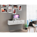 White 2 Shelf Floating Office Desk P972