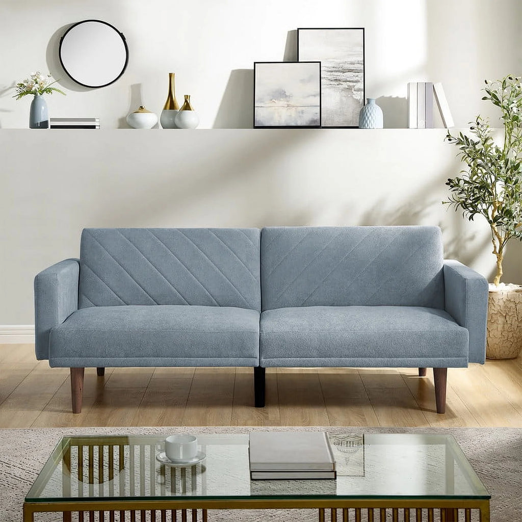 Blue Convertible Futon Sofa Bed S561413