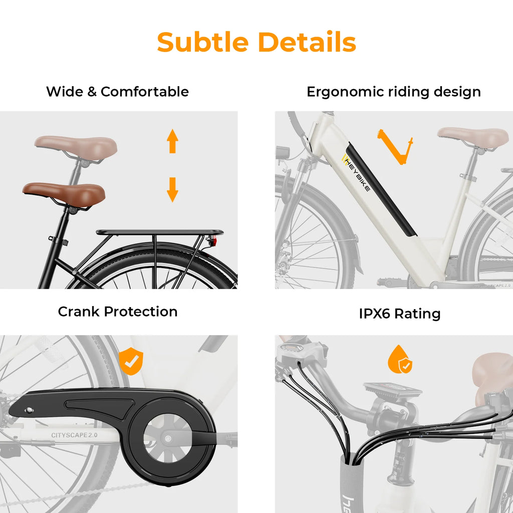 500W Electric City Cruiser Bicycle with 36V 13Ah Removable Battery F25287