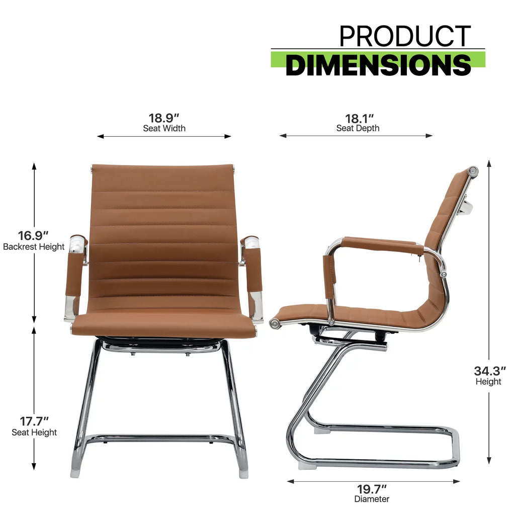 2 Pack Faux Leather Metal Sled Base Conference Chair F62626