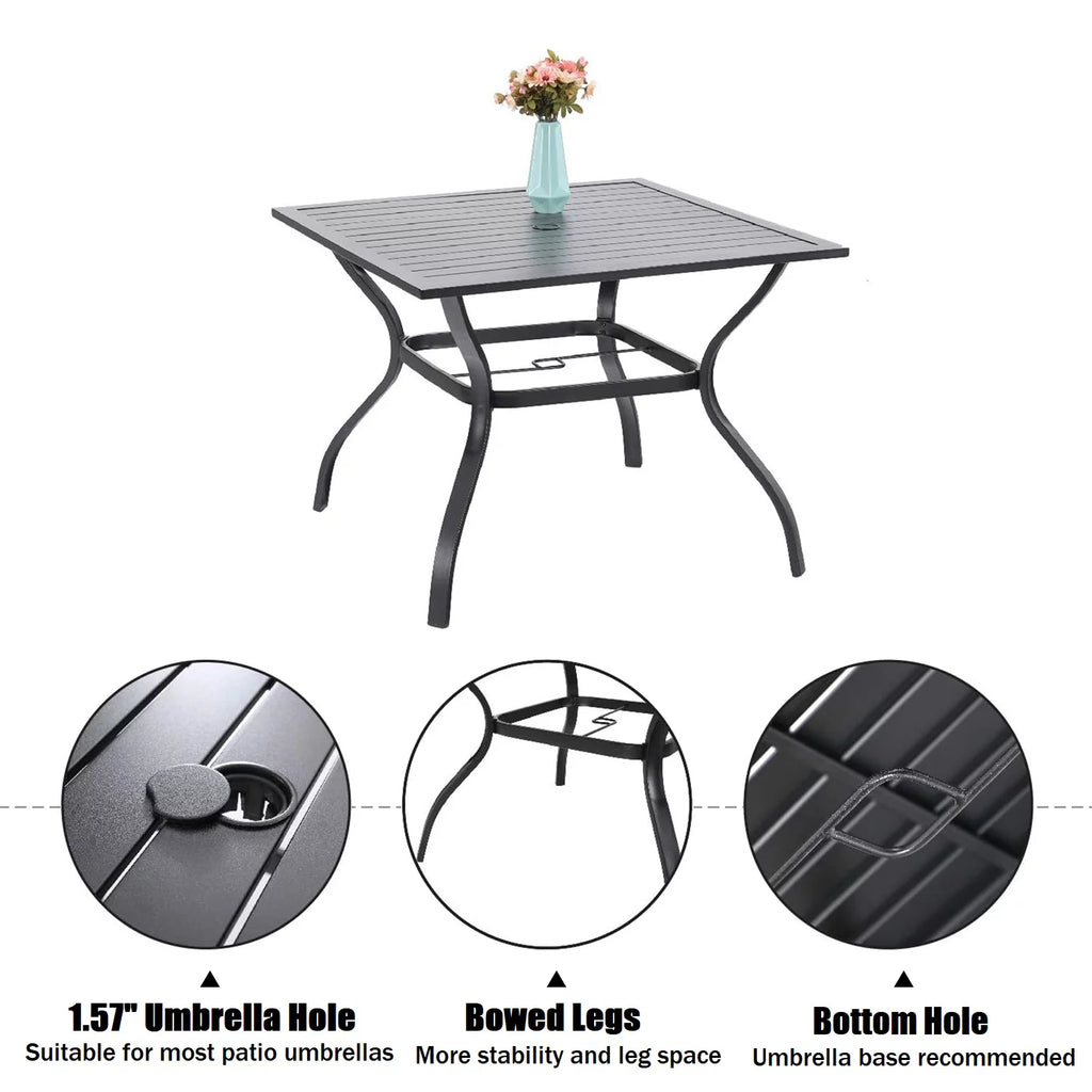 5-Piece Metal Outdoor Dining Set with Umbrella Hole O8093