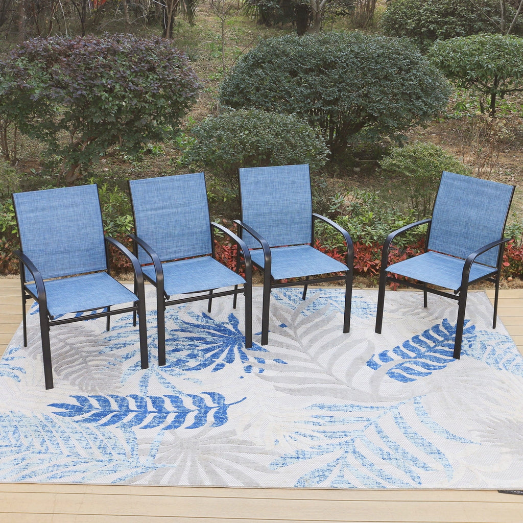 Set of 4 Outdoor Patio Dining Chairs Steel Textilene J70100