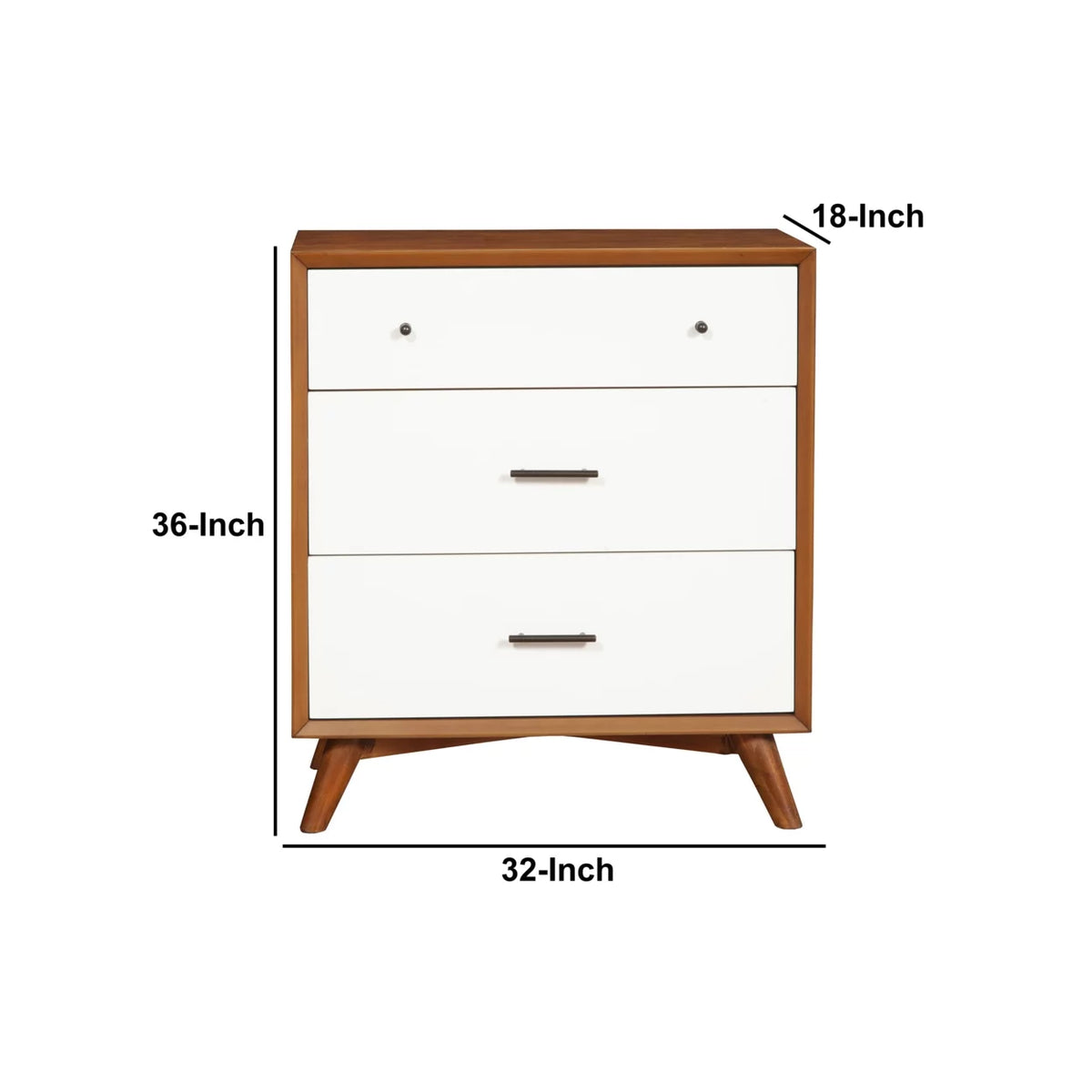 Wooden Chest with Three Drawers Brown and White A564979