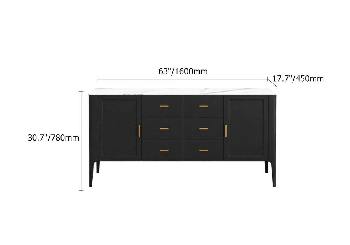 Black Sideboard Buffet with Sintered Stone Top U835