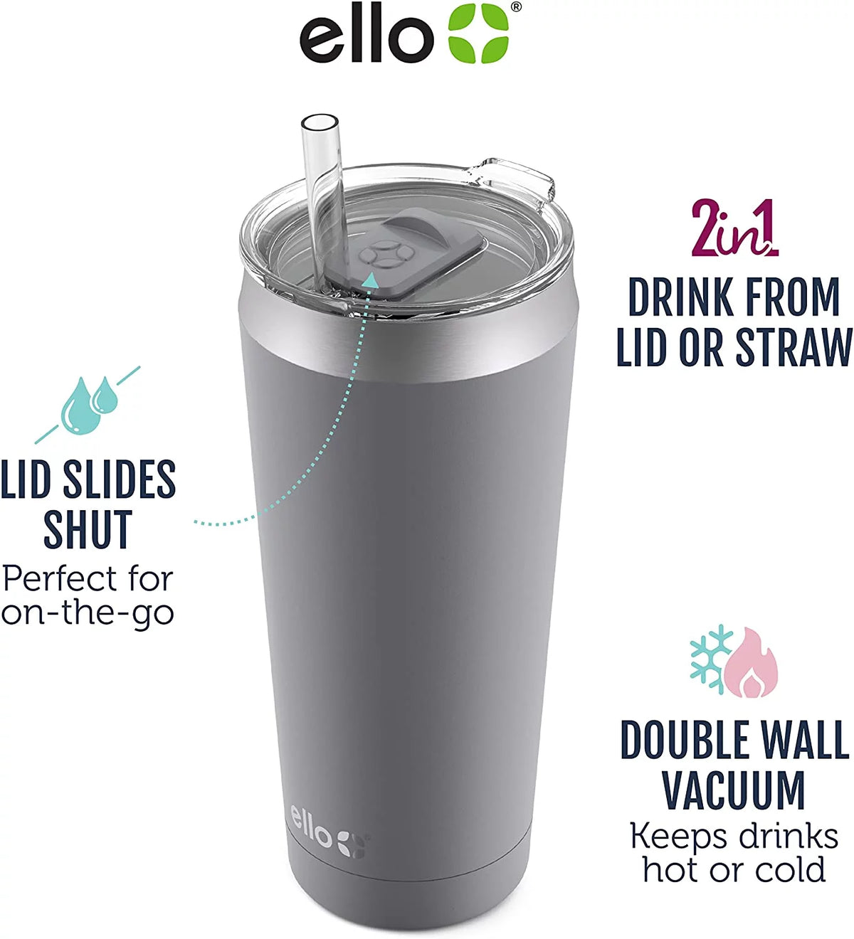 Vacuum Insulated Stainless Steel Tumbler with Lid and Straw M823