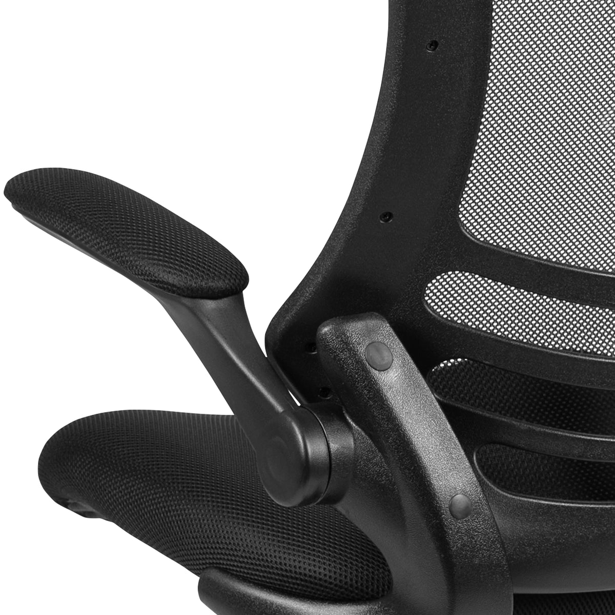 Black Mesh Swivel Ergonomic Task Office Chair with Flip-Up Arms B348