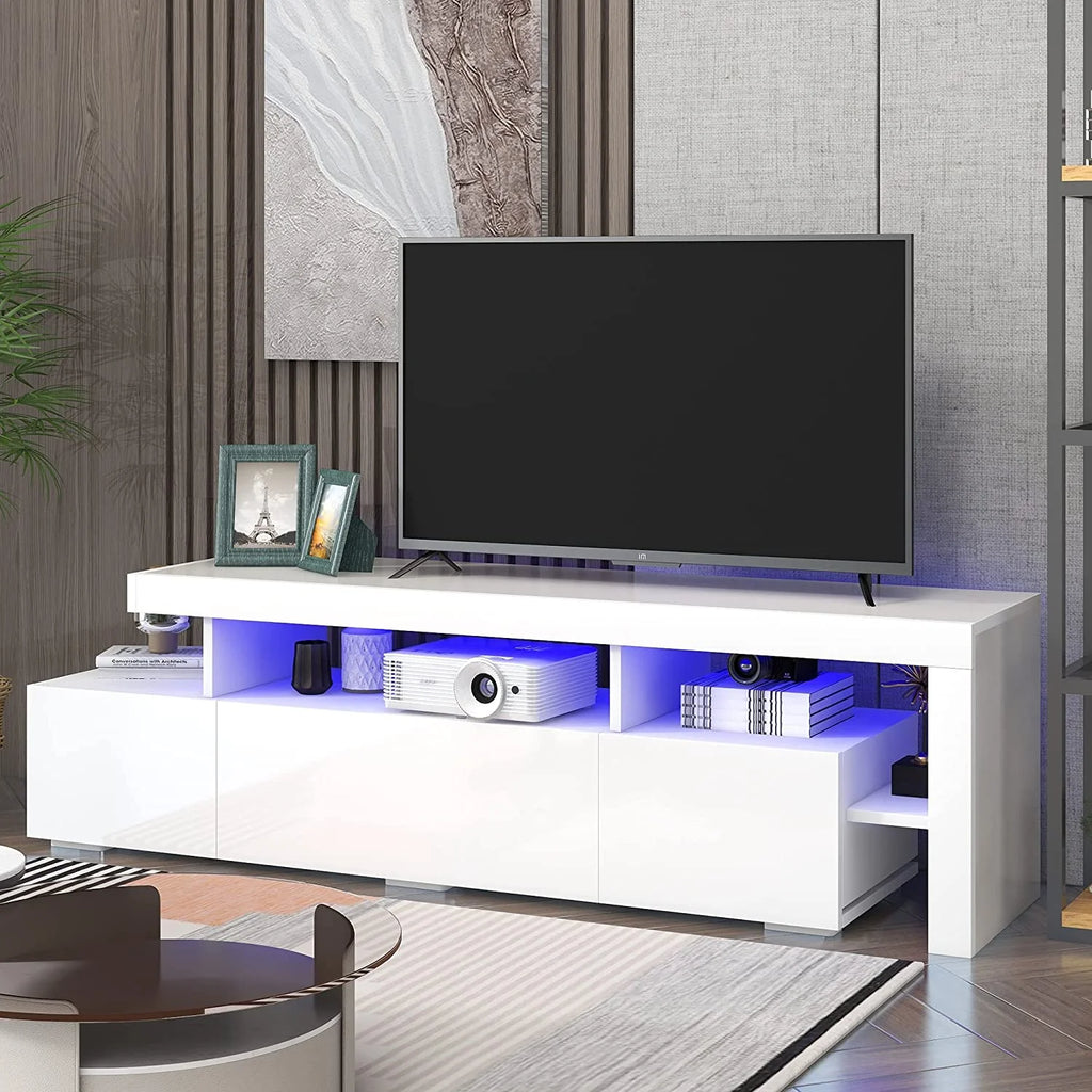 White High Gloss LED TV Stand with Shelf E3894