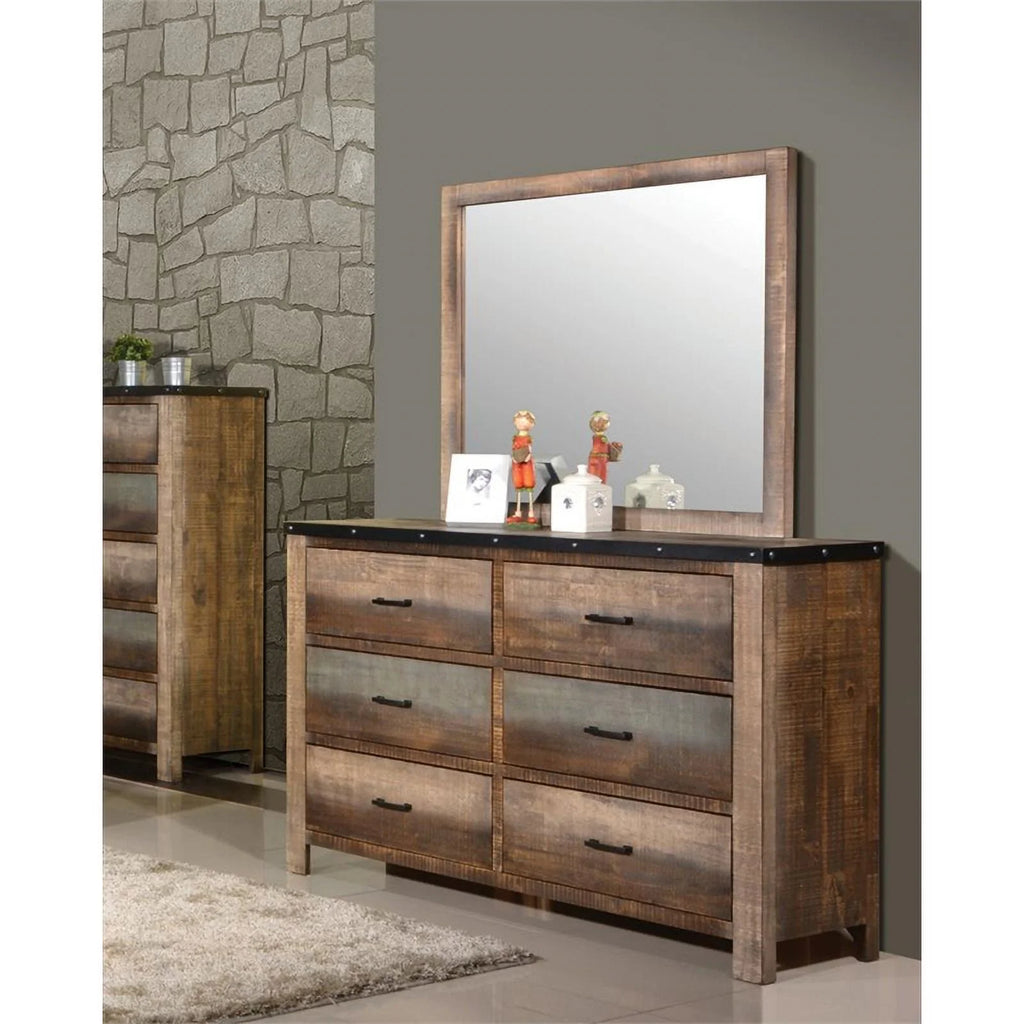 6 Drawer Farmhouse Wood Dresser W278