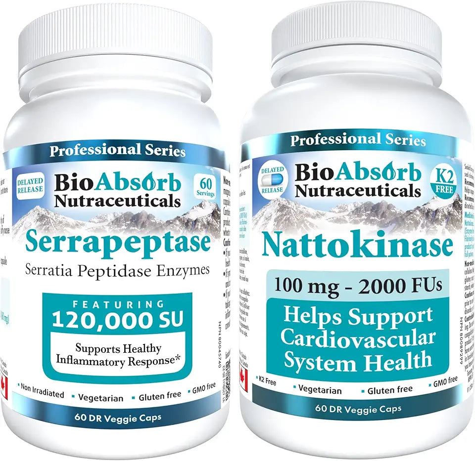 Serrapeptase Enzyme 60 Caps Nattokinase Supplement 60 Caps M8987