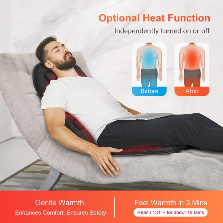 Massage Seat Cushion with Heat 10 Motors Vibration Chair Pad D7727