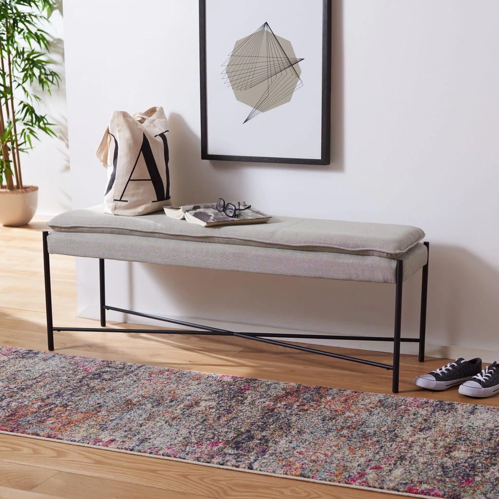 Light Grey Black Cushioned Cross Bench A764