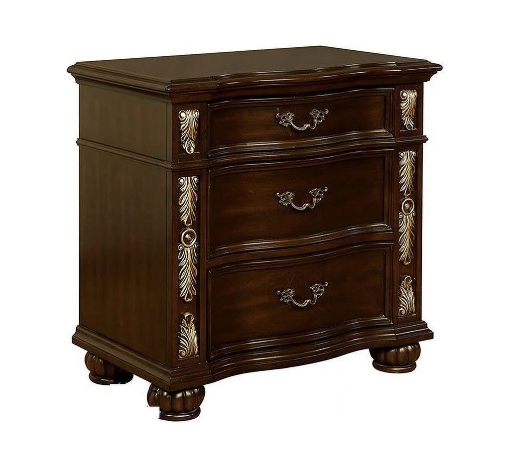 Brown Cherry Solid Wood 3-Drawers Nightstand B501786