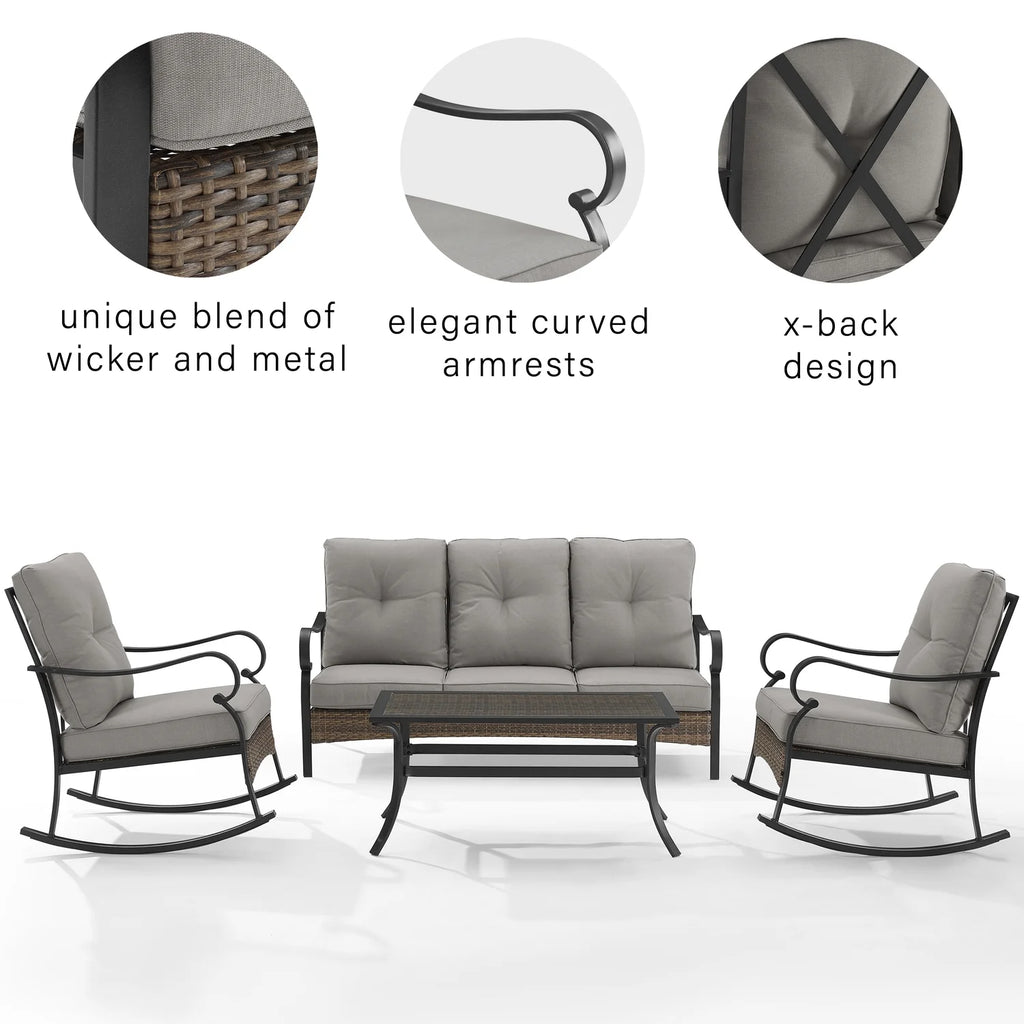 4Pc Metal And Wicker Sofa Set A355